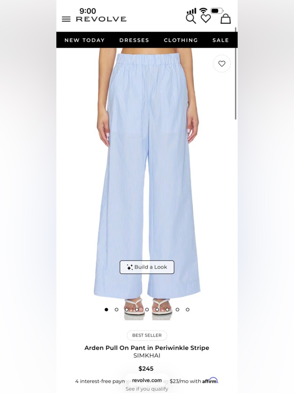 SIMKHAI Arden Pull on Pant in Periwinkle  Stripe Size M NWT